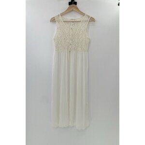 Nicolette Ivory Lace Sheer Bodice Dress Size‎ L Slits Flowy, Fairycore, Flaw